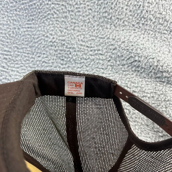 Vintage Brent Ontario Canada Snapback Hat Brown Mesh Trucker Camping Moose 90s - Picture 2 of 7